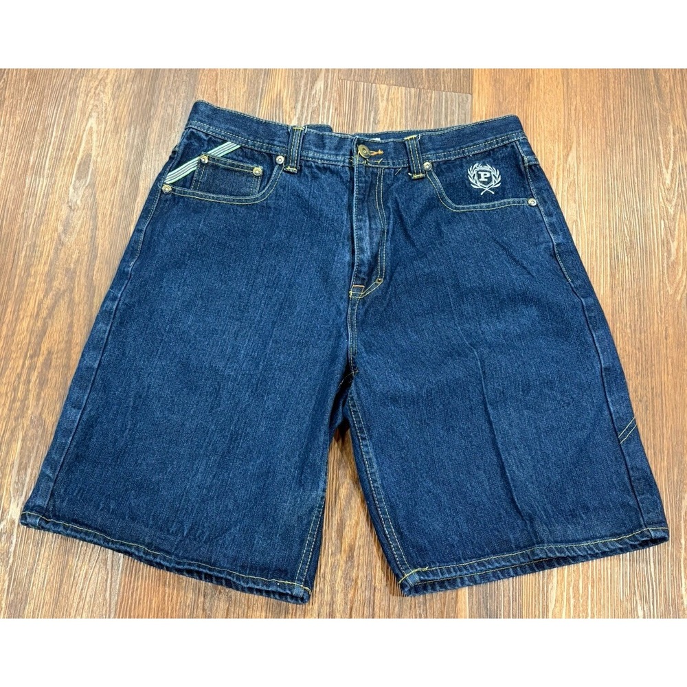 Phat Farm Embroidered Denim‎ Shorts 36 Blue